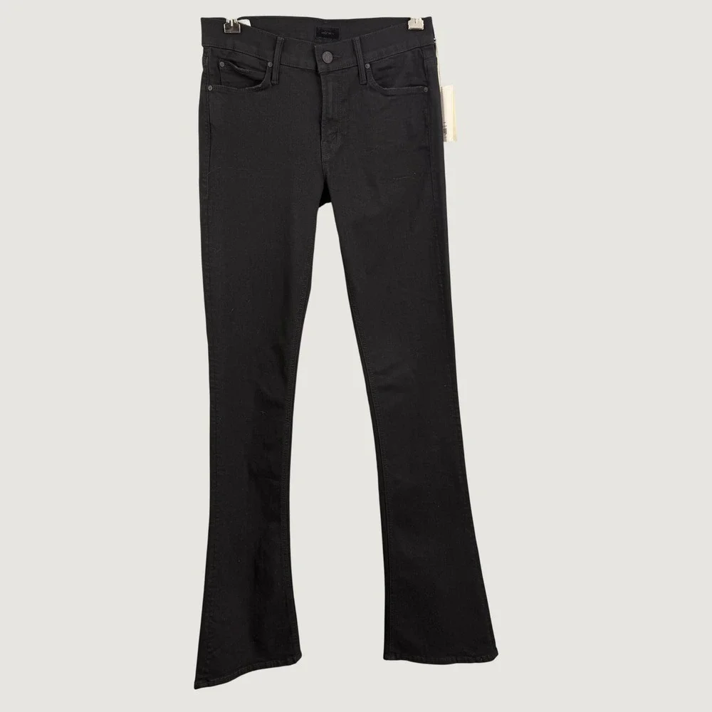 MOTHER‎ The Runaway Flare Jeans Black Stretch Denim 34